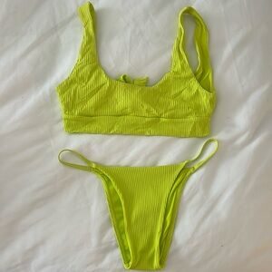 Monday swimwear Jamaica top & Barbados bottom bikini in key lime rib
